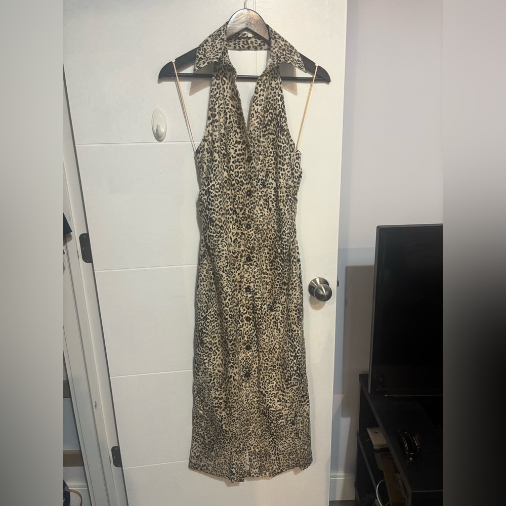 Zara Leopard Print Backless Dress